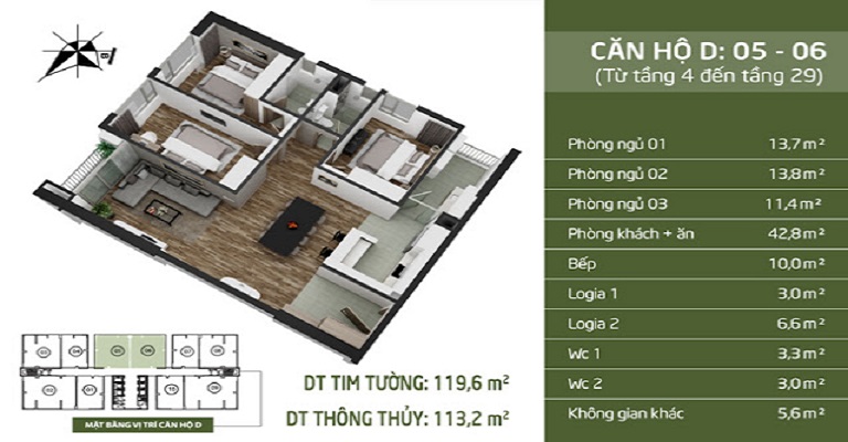 Thiết kế căn hộ số 05 và 06 chung cư taseco complex