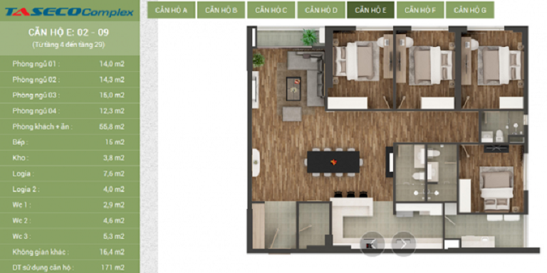 Thiết kế căn hộ số 02 và 09 chung cư taseco complex