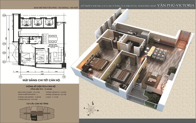 Layout thiết kế căn hộ 06 chung cư văn phú Victoria Hà Đông