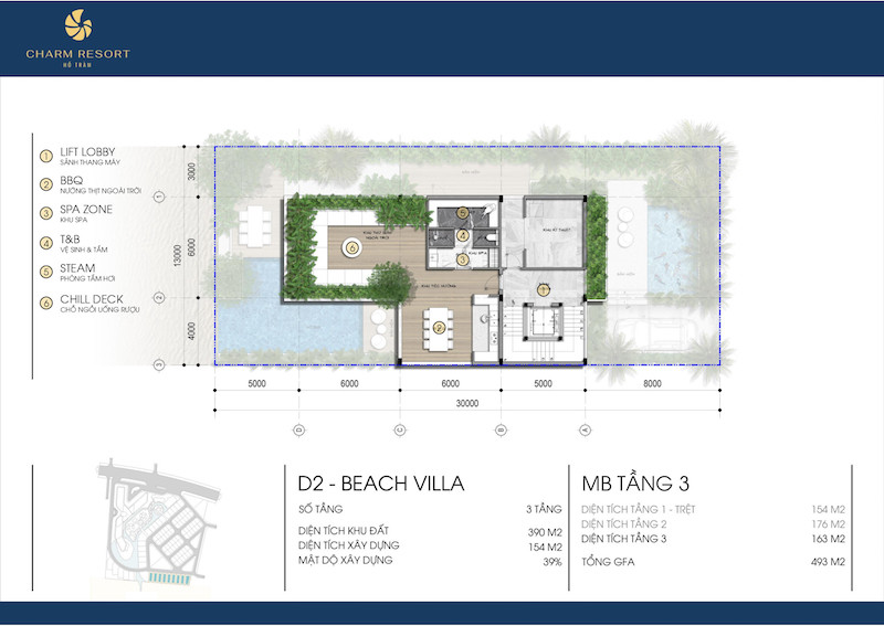 Thiết kế tầng 3 Biệt thự Beach Villa Charm Hồ Tràm