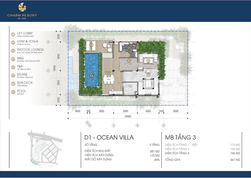 Thiết kế tầng 3 Biệt thự Ocean Villa Charm Hồ Tràm