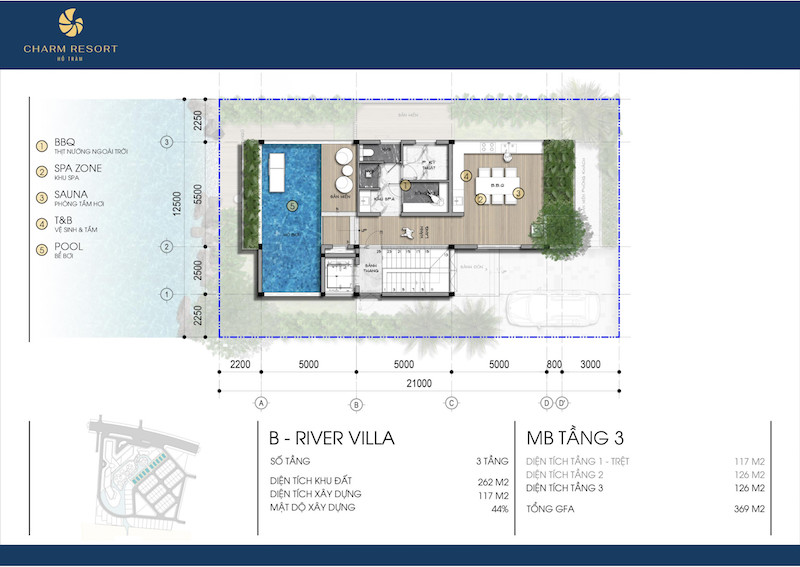 Thiết kế tầng 3 Biệt thự River Villa Charm Hồ Tràm