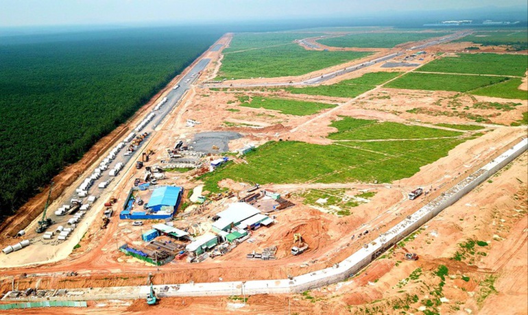 Một khu vực thi công thuộc khu vực thực hiện dự án sân bay Long Thành