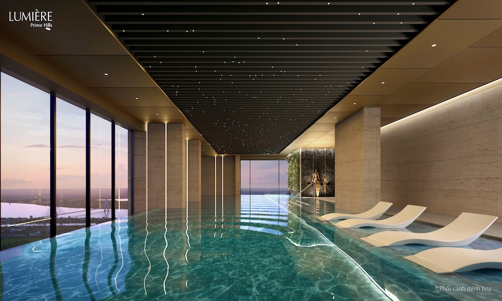 Tiện ích bể bơi bốn mua trong nhà dự án Lumiere Prime Hills Cổ Loa